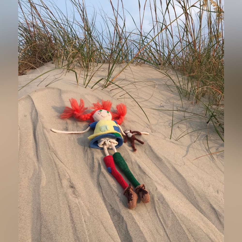 Handmade Knit Pippi Longstocking Doll Mr Nilsson Monkey OOAK Detailed Doll - Picture 9 of 16